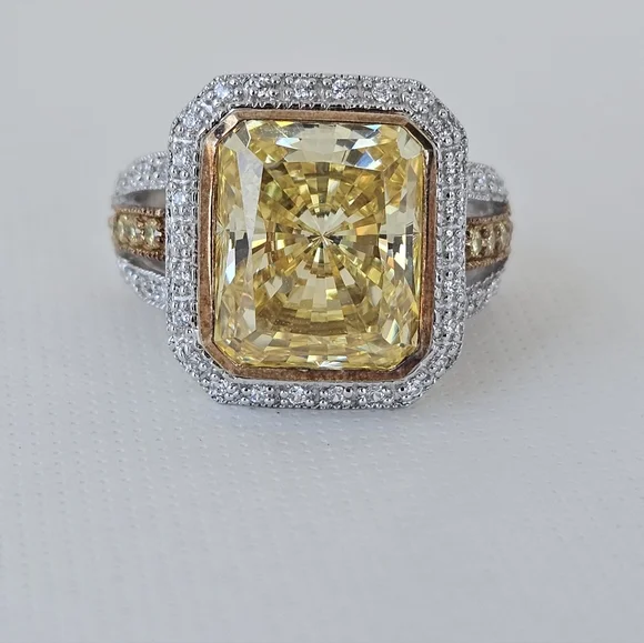 Victoria Wieck Large Fancy Cut Sapphire & Diamond Simulant Ring Size 5! - Picture 3 of 11